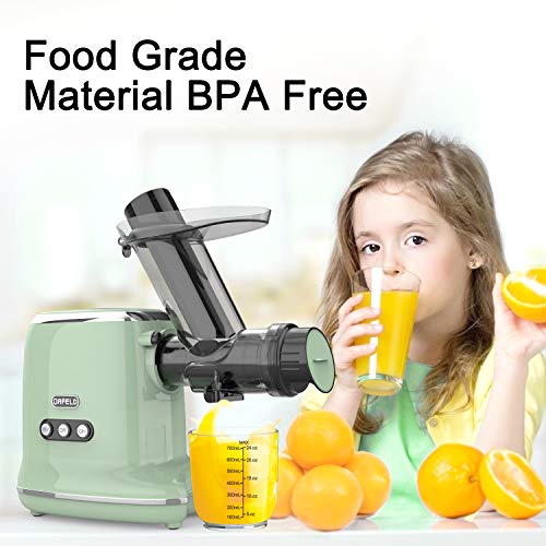 Juicer Machines, Orfeld Cold Press Juicer with 95% Juice Yield & Purest Juice, Easy Cleaning & Quiet Motor Masticating Juicer Machines for Vegetables and Fruits (Green)