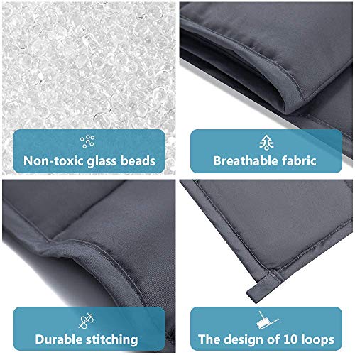 Syrinx Cooling Weighted Blankets 15lbs, 60''x80'', Dark Grey Queen Size for Adults, Soft Heavy Blanket with Glass Beads
