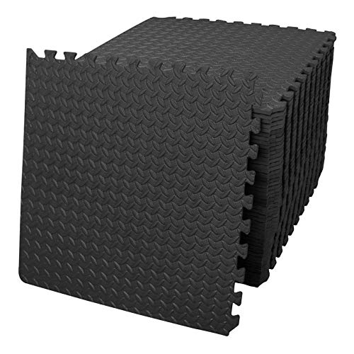 innhom 12 Black Tiles Gym Mats Puzzle Exercise Mat Interlocking Foam Mats Protective Flooring Mats with EVA Foam Floor Tiles for Gym Equipment Workouts