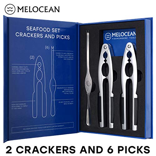 Crab Crackers and Tools Set - Premium 2 Lobster Crackers and 6 Seafood Forks Kit - Professional Seafood Tools Set Crab Leg Crackers and Tools - Nut Crackers for All Nuts Walnut Pecan Cracker and Picks