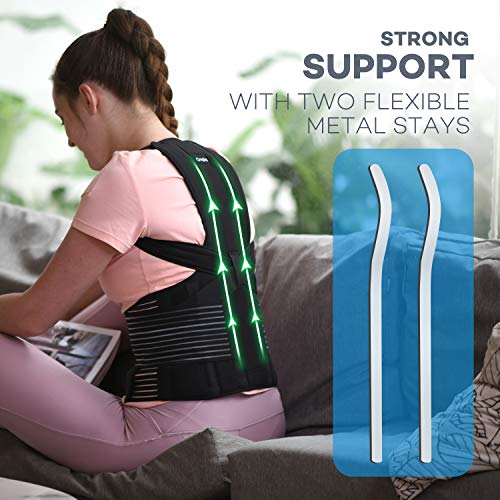 Omples Posture Corrector. Back Brace Straightener Shoulder Upright Support Trainer for Body Correction and Neck Pain Relief, Large (waist 39-41 inch)