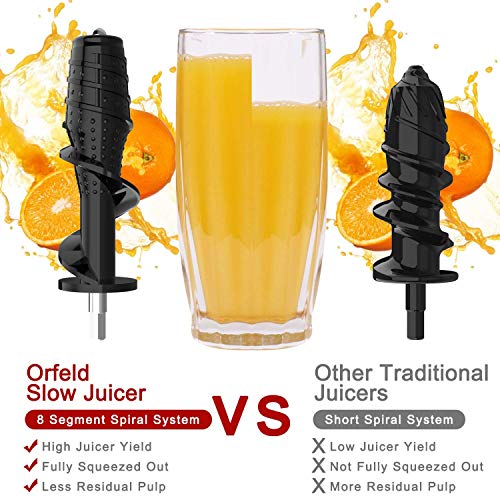 ORFELD Masticating Juicer for Fruits and Vegetables, Powerful Small Juicer  Extractor Machine Compact