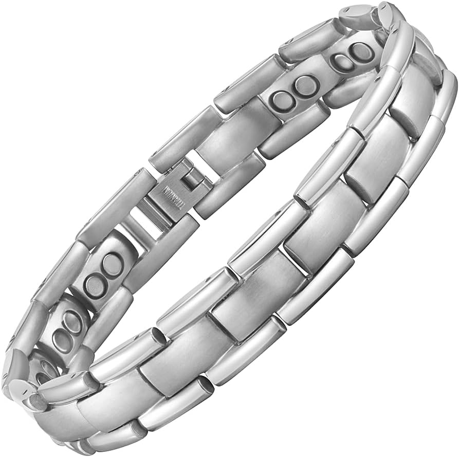 Double Strength Magnetic Bracelet For Men - Adjustable Length with Sizing Tool Two Tone