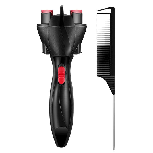 Automatic Hair Braider, Electronic Hair Braiding Tool Machine Braid Maker Hair Twister DIY Hair Roller Styling Tool with Rat Tail Comb for DIY Hair Tangling Styling (Black)