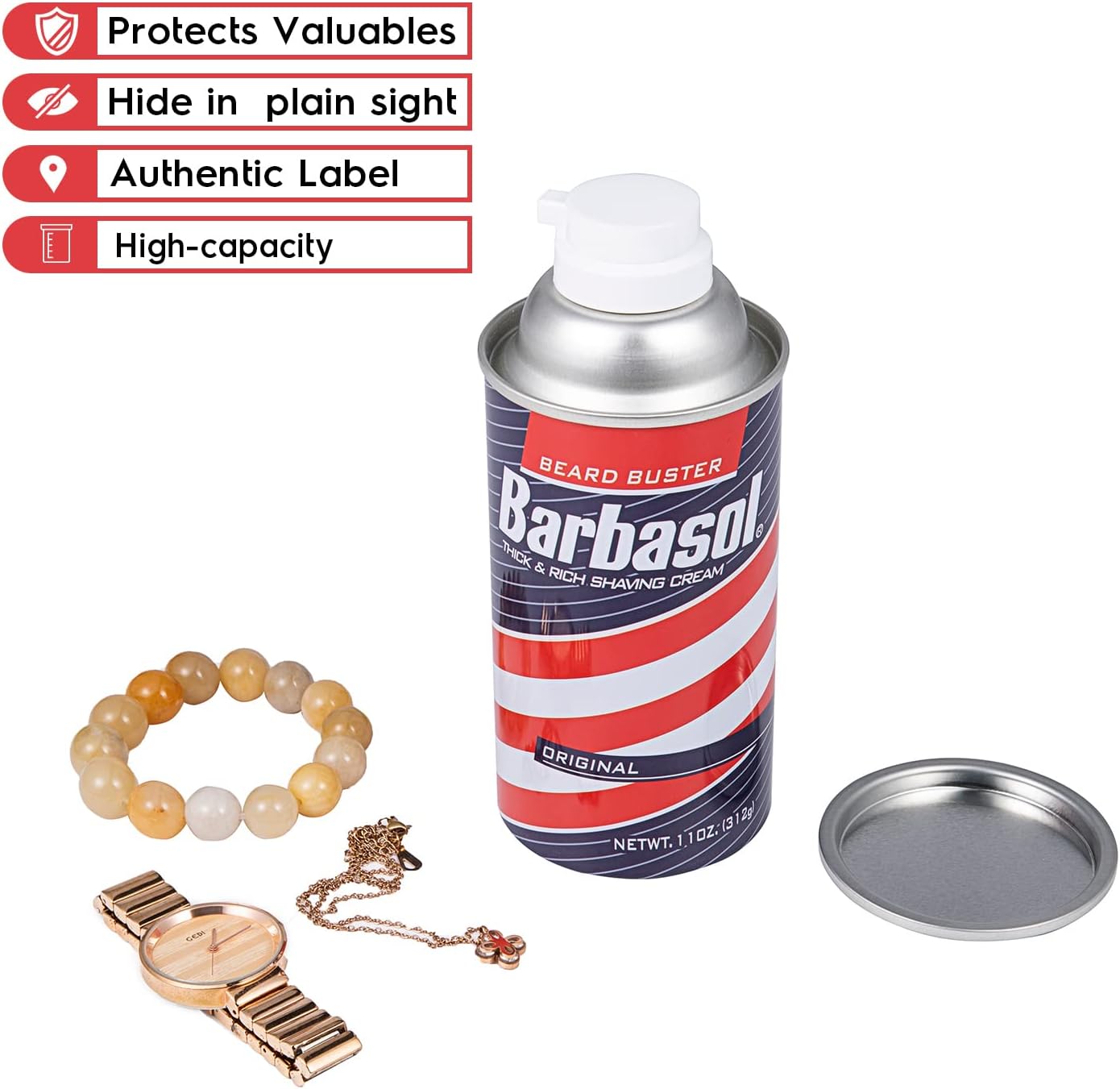 EXCEPTIONAL Barbasol Diversion Safe Stash Can with Food Grade Smell Proof Bag with Hidden Compartment for Keys, Cash and Valuables