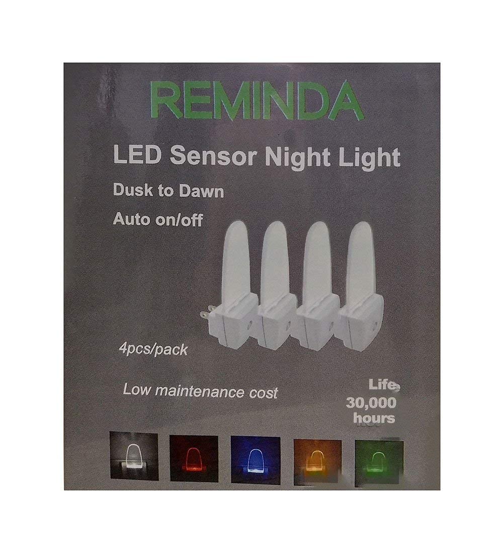 4 Pack Night Light Lamp with Dusk to Dawn Sensor, Plug in, Blue Led Night Light