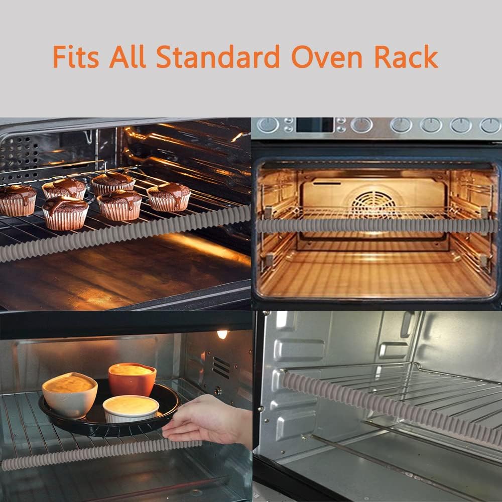 4 Pack Heat Resistant Silicone Oven Rack Cover 14 inches Long Oven Rack Edge Protector, Protect Against Burns and Scars (Red)