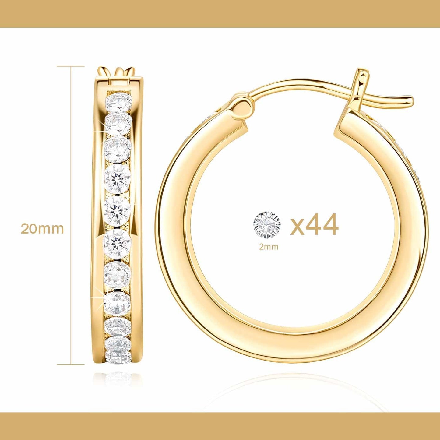 14K Earrings Gold Diamond Earrings for Women 14K Gold Earrings for Women Radiant Gold Hoop Earrings (20mm)