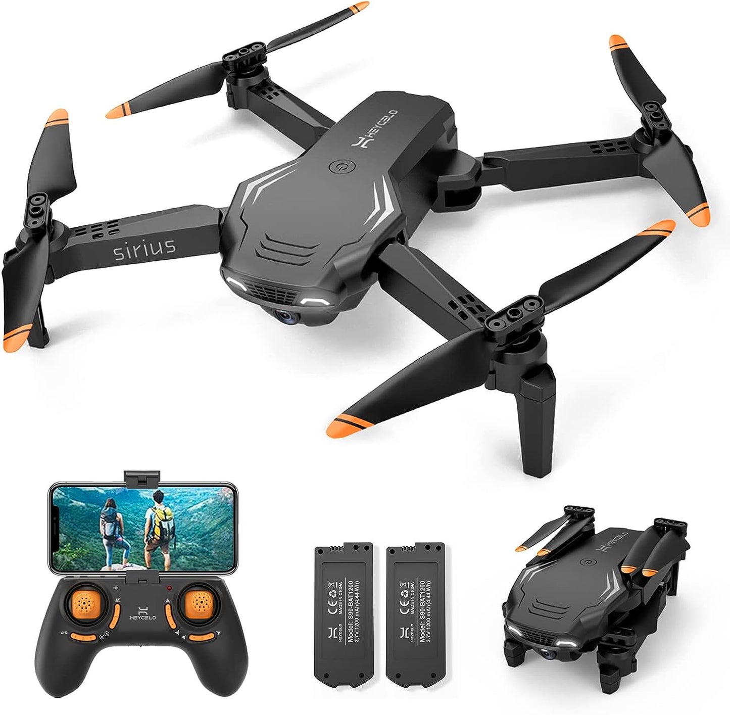 S90 Drone with Camera for Adults, 1080P HD Mini FPV Drones for Kids Beginners, Foldable RC Quadcopter Toys Gifts for Boys Girls with Altitude Hold, Voice/Gesture Control, 3 Speeds, 2 Batteries