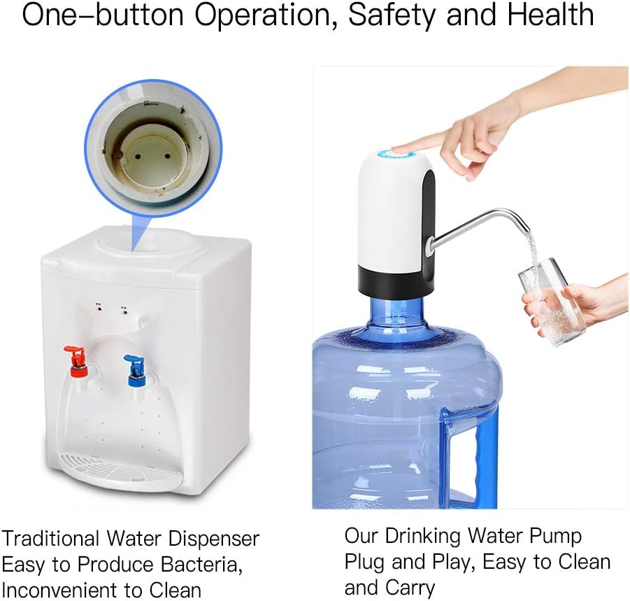 Water Pump for 5 Gallon Bottle, Electric 5 Gallon Water Dispenser Universal  USB Charging Drinking Water Bottle Pump
