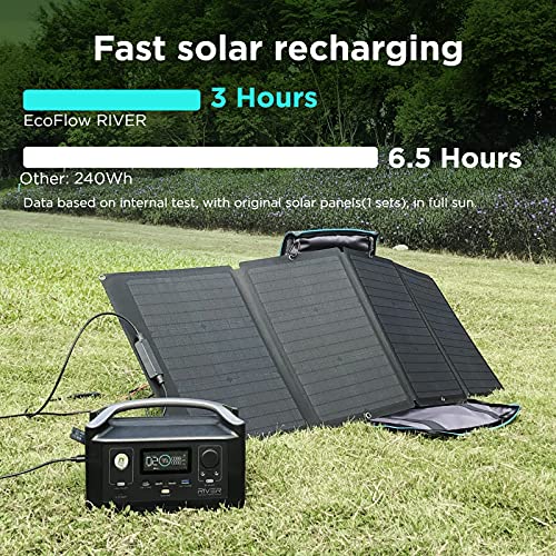 EF ECOFLOW Portable Power Station RIVER, 600W. Clean & Silent Solar Generator for Outdoor Camping RV Emergencies Home