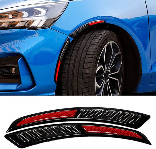 BOHISEN 2Pcs Universal Car Wheel Eyebrow Self Adhesive Fender Flare Protector Anti-Collision Rubber Strips Side Bumper Protection Guard Car Wheel Wells Fender (Red-Sports)