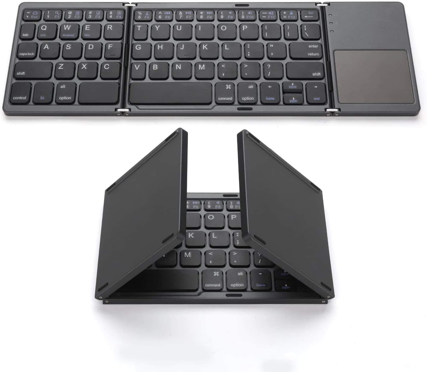 POPULAR Gimibox Foldable Bluetooth Keyboard, Pocket Size Portable Mini BT Wireless Keyboard with Touchpad for Android, Windows, PC, Tablet, with Rechargeable Li-ion Battery-Dark Gray