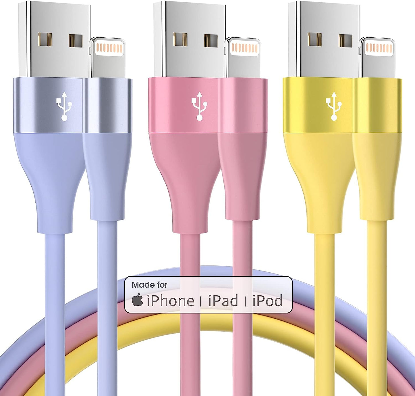 [Apple MFi Certified] iPhone Charger 3Pack 10FT Lightning Cable Fast Charging iPhone Charger Cord Compatible with iPhone 14 13 12 11 Pro Max XR XS X 8 7 6 Plus SE and More - Colorful