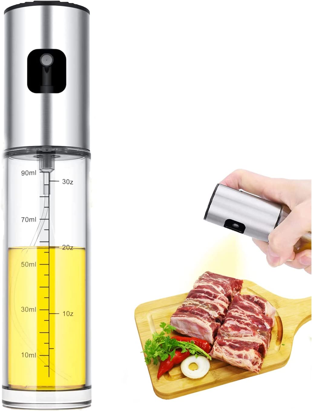 NIKKIER Oil Sprayer for Cooking,100ml Olive Oil Spritzer,Oil Sprayer for Air Fryer, Salad,BBQ,Roasting