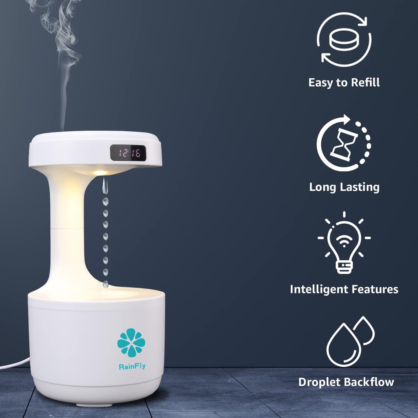 HUMIDIFIER FOR BEDROOM, CUTE HUMIDIFIER WITH ANTI-GRAVITY HUMIDIFIER, CHARGER INCLUDED, CHARGE ON 5V/2A OR GREATER WATTS SPORTED, 800ML WATER TANK (WHITE)