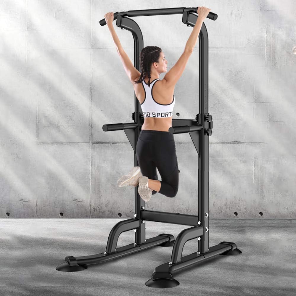 THE SogesPower Power Tower Dip Station Pull Up Bar for Home Gym Adjustable Height Strength Training Workout Equipment,Pull Up Bar Station