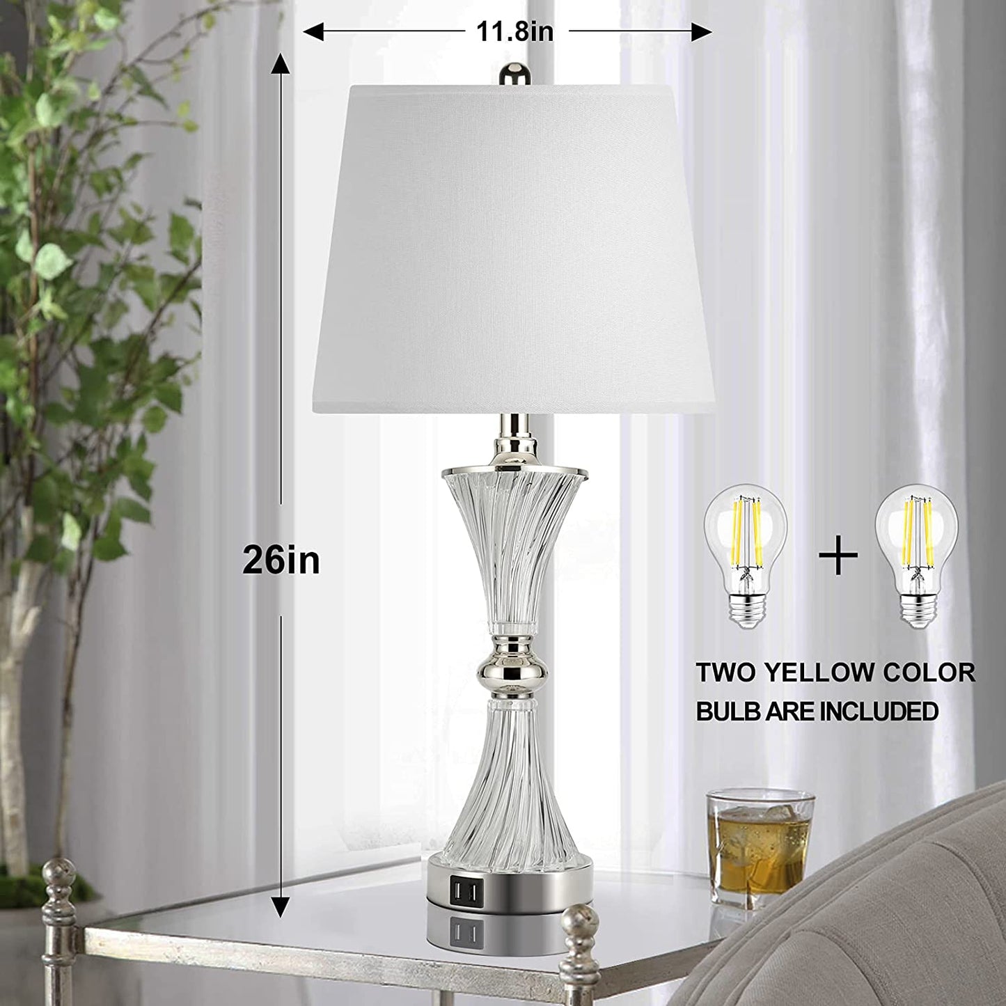 Touch Control Table Lamp for Bedrooms 3 Way Dimmable White Drum Shade Modern Bedsides Nightstand
