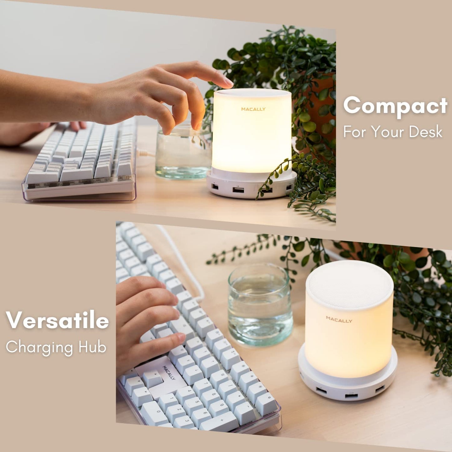Table Bedside Lamp with USB Ports - 4 Fast Charging Ports and Touch Control - USB Lamp with Dimmable Light - Perfect as Small Bedside Lamp for Nightstand or Bedside Night Light Charger USB