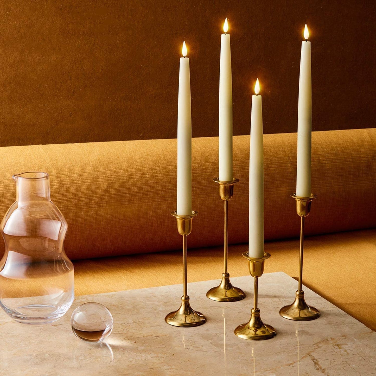 Flameless Taper Candles with Remote - 11 Inch LED Candlesticks, Realistic 3D Flame with Wick, Ivory Real Wax, Spring Home Decor, Automatic Timer, Batteries Included - Set of 4