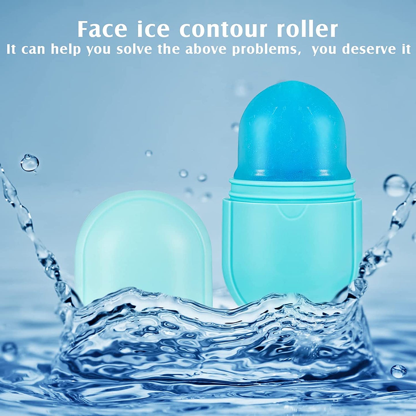 Ice Face Roller Beauty Ice Facial Roller for Face Skin Care Silicone Ice Stick Face Ice Mould Icing Tool Shrink Pore Ice Sphere for Brighten Lubricate Remove Fine Lines (Purple,2.6 x 2.1 x 4.9 Inch)