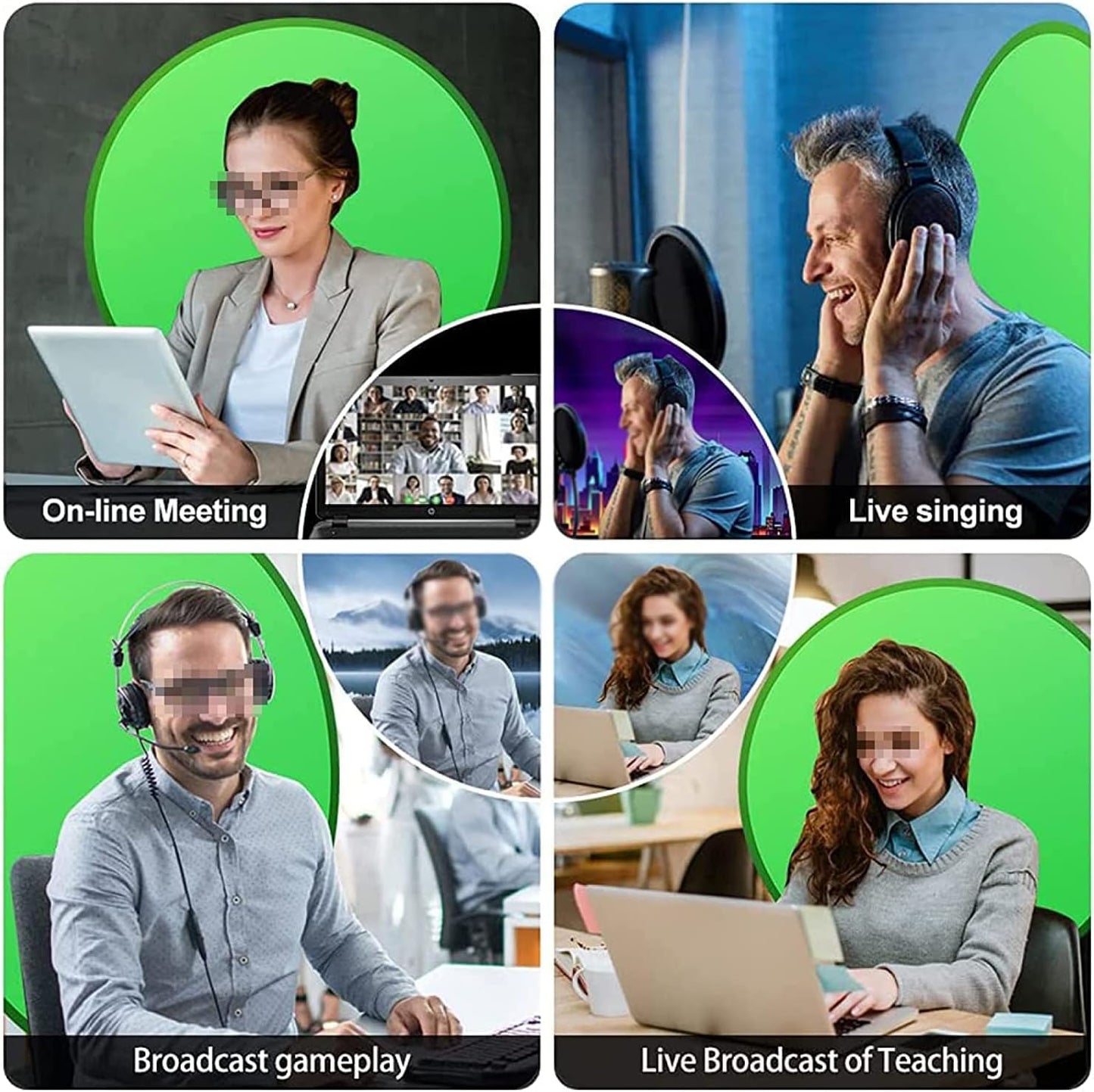 Portable Webcam Background, 75cm Collapsible Green Background for Video Chats, Zoom, Skype, Video, Photo, Single-Side Chromakey Green Screen for Chair