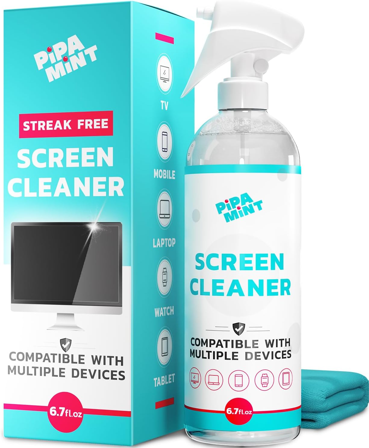 Screen Cleaner Spray, Streaks Free, TV Screen Cleaner, Computer Screen Cleaner, for MacBook, Laptop, iPad, Phone, Car Screen Cleaner, Smart TV, Monitors, Computer Cleaner | XL Microfiber Cloth