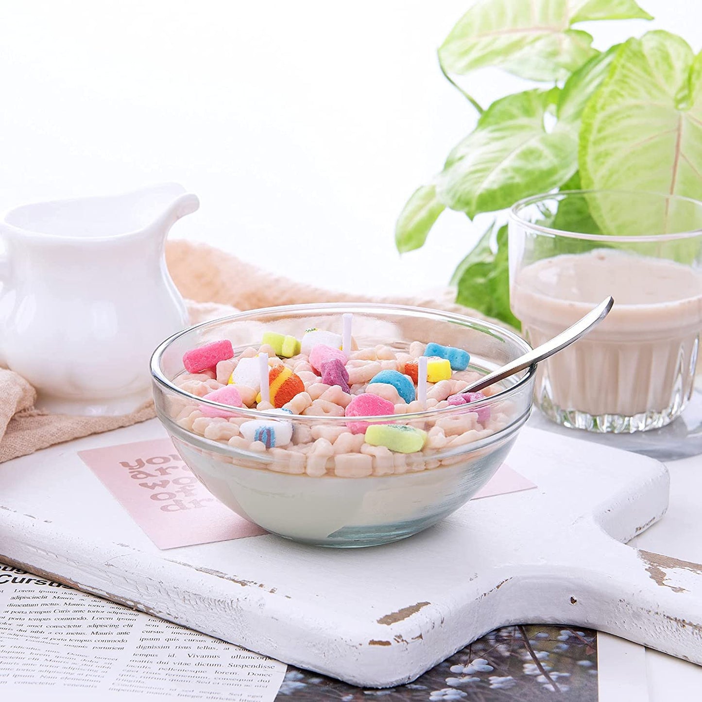 Funny French Vanilla Cereal Bowl with Metal Spoon Scented Candle Morning Ritual Gift