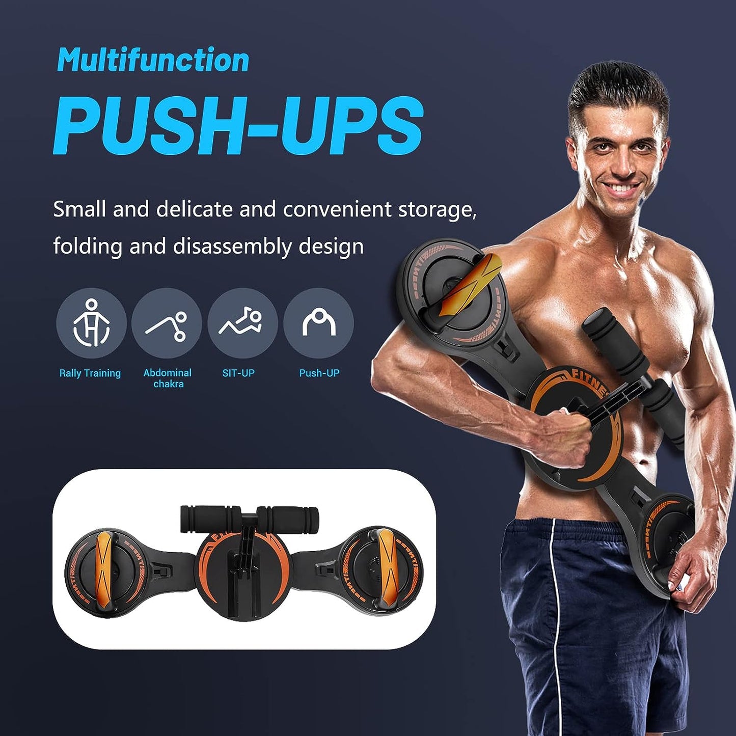 Upgraded GEEZO Push Up Board， Multi-Functional 2 in 1 Push Up Bar with Resistance Bands, Portable Home Gym, Strength Training Equipment for Perfect Pushups, Home Fitness for Men and Women (UP Black)