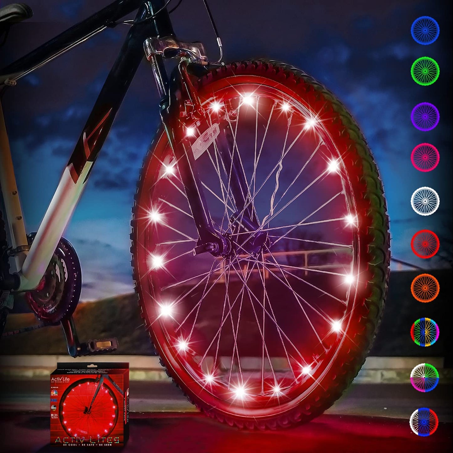 Activ Life LED Bike Wheel Lights with Batteries Included! Get 100% Brighter and Visible from All Angles for Ultimate Safety & Style (1 Tire Pack)