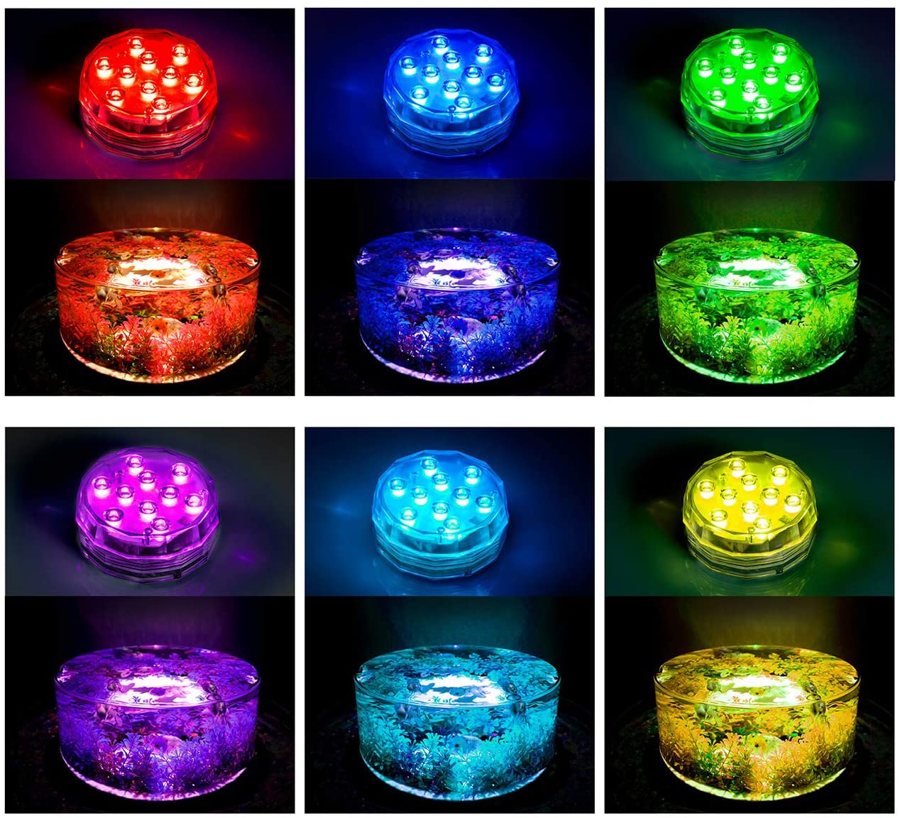 TEPENAR Submersible Led Lights with Remote - Waterproof Underwater Led Light Battery Operated Controlled 16 Color Changing Lamp with 4pcs Suction Cup for Pool Vase Aquarium Decoration 2 Pack