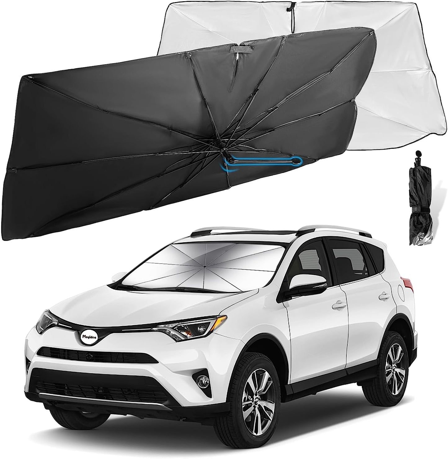 Car Windshield Sun Shade - Foldable Umbrella Reflective Sunshade for Car Front Window Block UV Rays and Heat Car Visor Keep Vehicle Cool Cover Most Cars, SUV, Truck for Auto Windshield