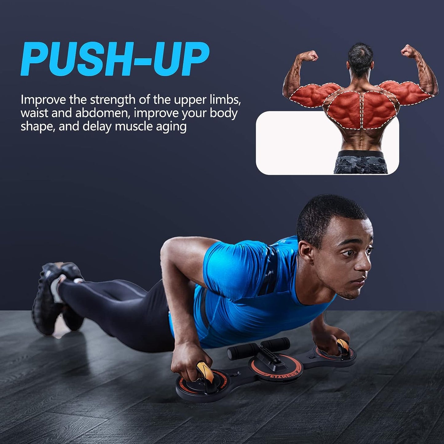 Push Up Board， Multi-Functional 2 in 1 Push Up Bar with Resistance Bands, Portable Home Gym, Strength Training Equipment for Perfect Pushups, Home Fitness for Men and Women (UP Black)