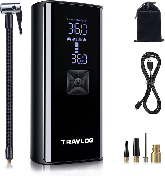 Tire Inflator Portable Air Compressor, 150 PSI Cordless Air Pump with 8000mAh Rechargeable Battery, Electric Mini Tire Pump with Digital Pressure Display and LED Light for Car, Motorcycle, Bike, Balls