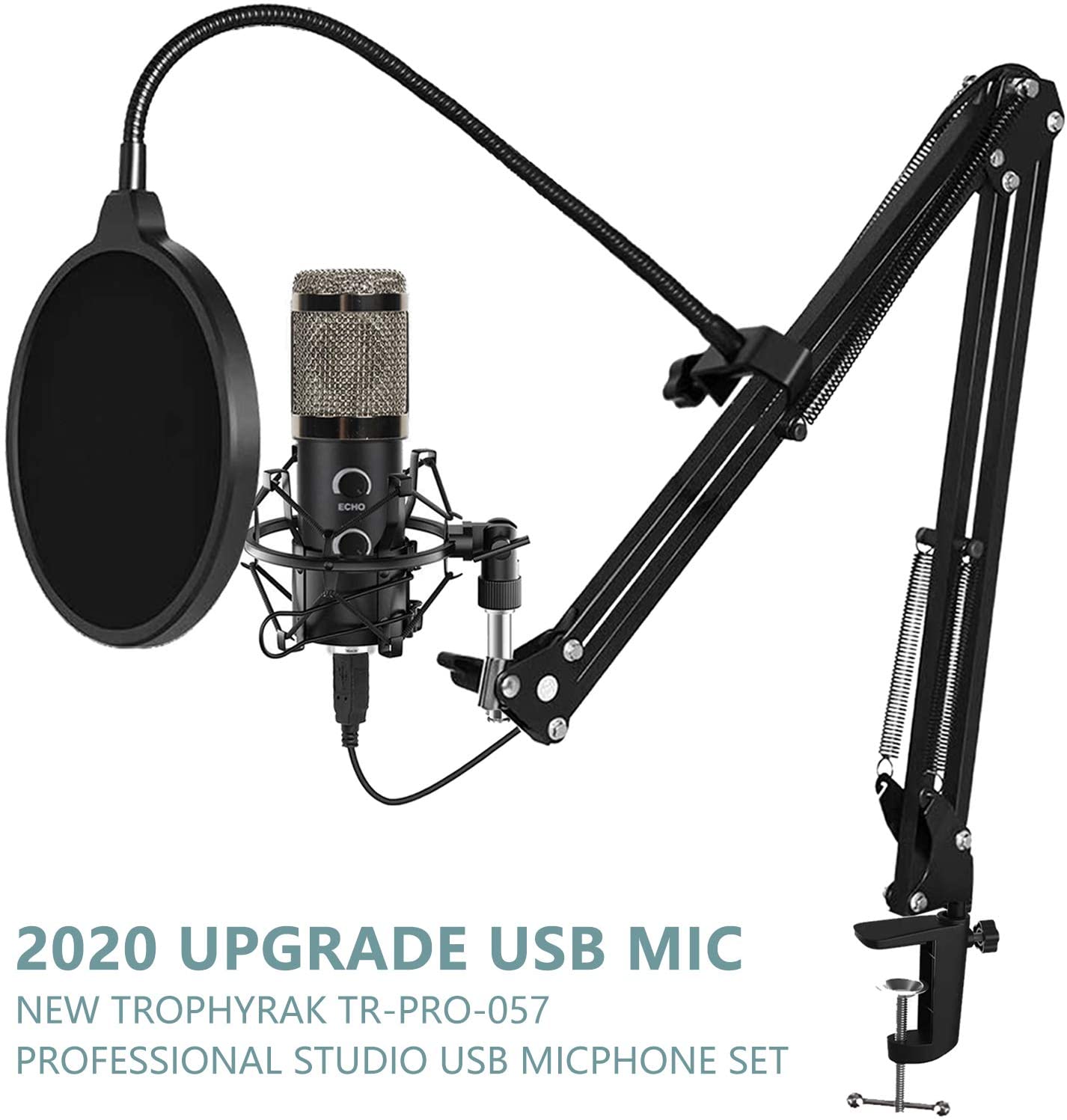 2024 Upgraded USB Microphone for Computer, Mic for Gaming, Podcast, Live Streaming, YouTube on PC, Mic Studio Bundle with Adjustment Arm Stand.