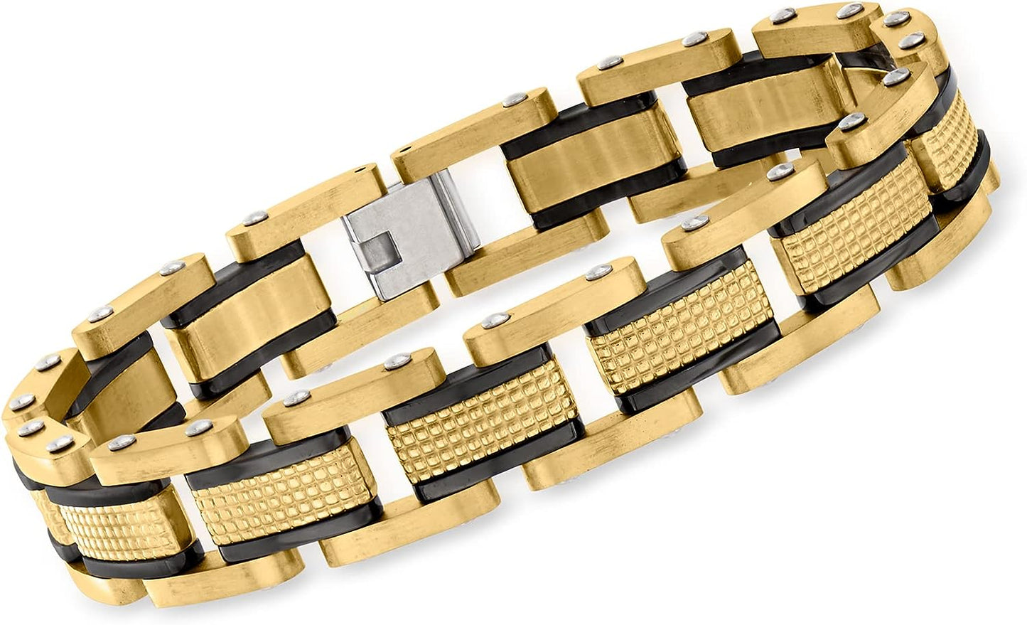 Men's 18kt Gold-Plated Stainless Steel Link Bracelet. 8.5 inches