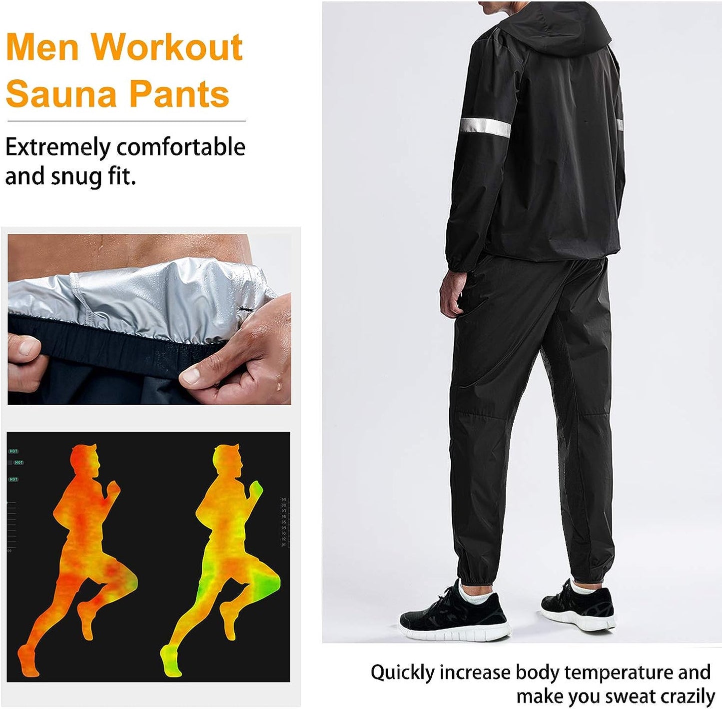 Sauna Suit for Men Sweat Jacket for Men Sweat Sauna Pants Gym Workout Sweat Suit