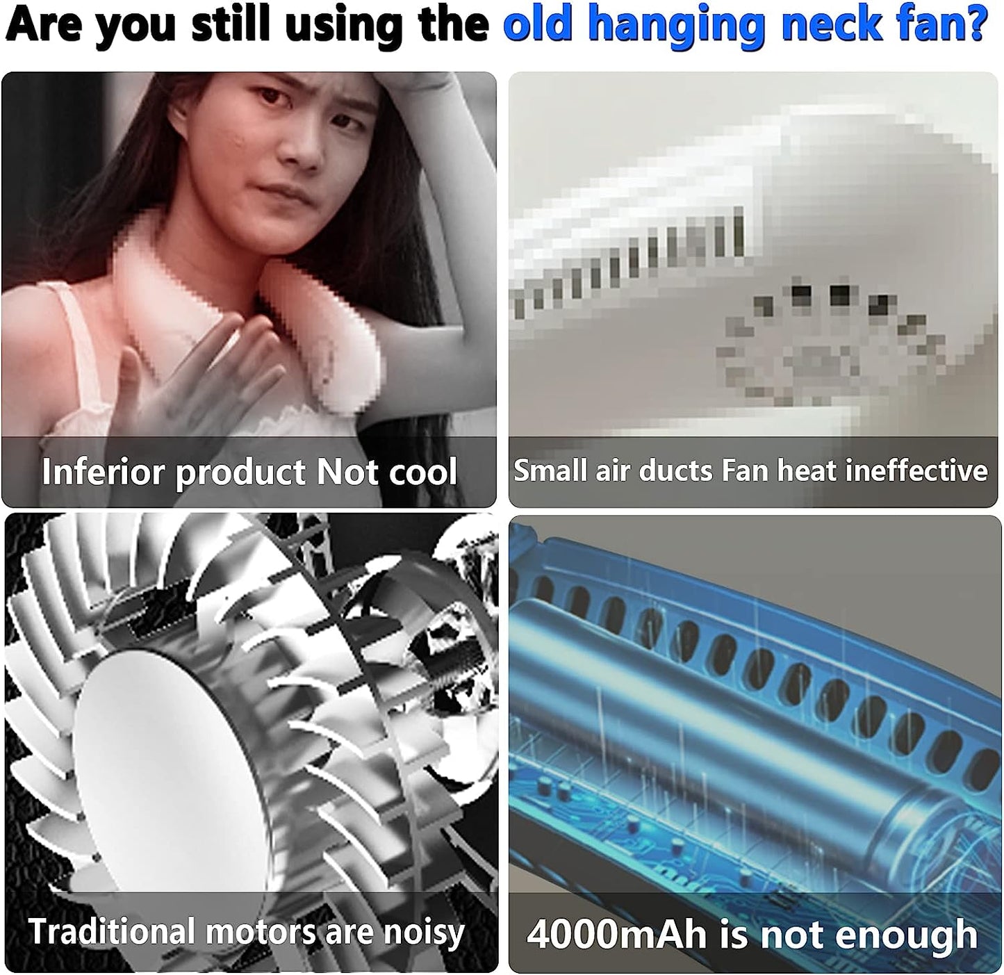 Neck air conditioner 24 hours of battery life 8000mAh neck fan Portable neck air conditioner Ultra-quiet bladeless fan design No curling Even air volume on both sides