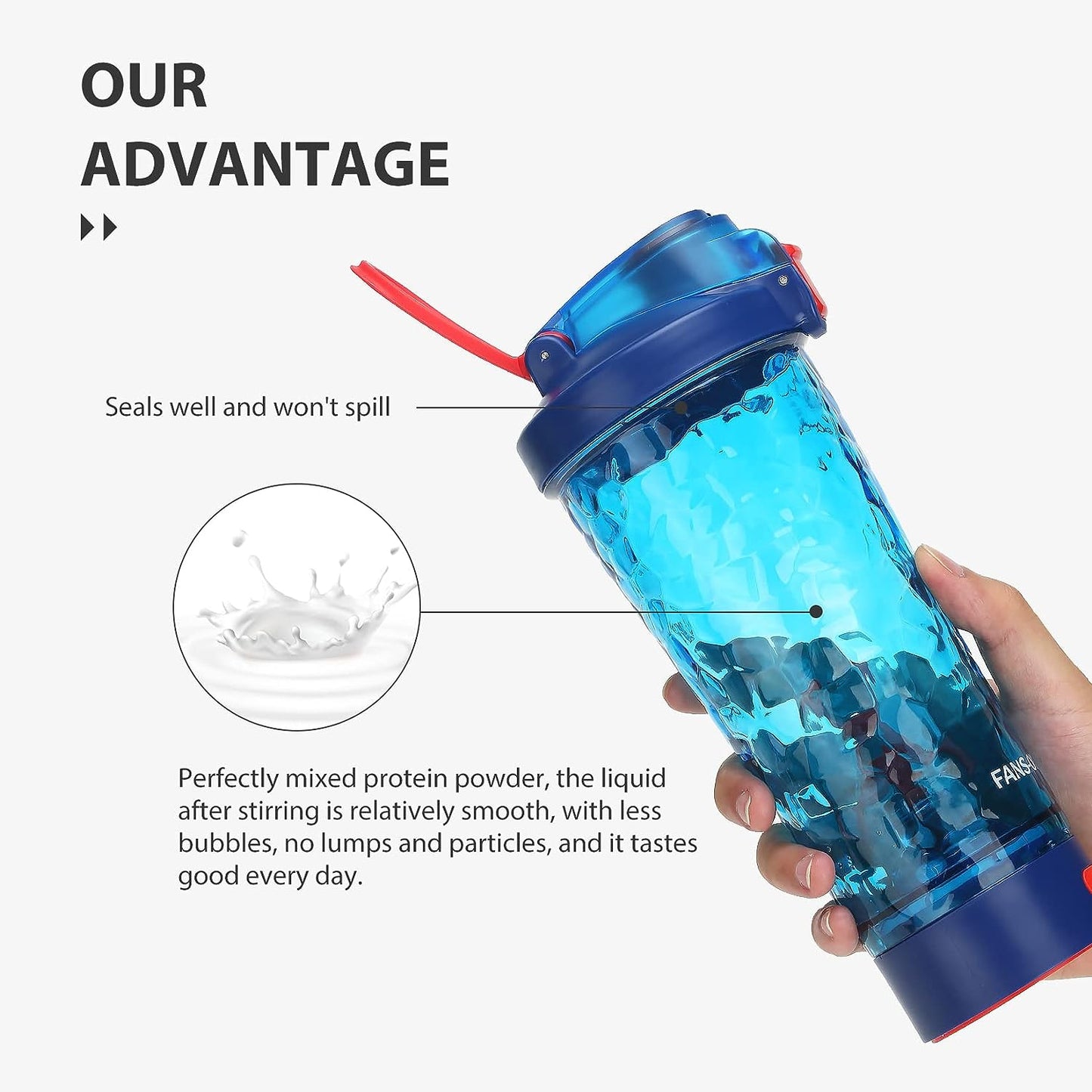 Great Electric Protein Shaker Bottle, 24 oz Blender Bottles Electric, Protein Mixer, Electric Blender Bottle, Built-in Fast USB-C Charging and Ambient Light for Gym Lovers(Black)