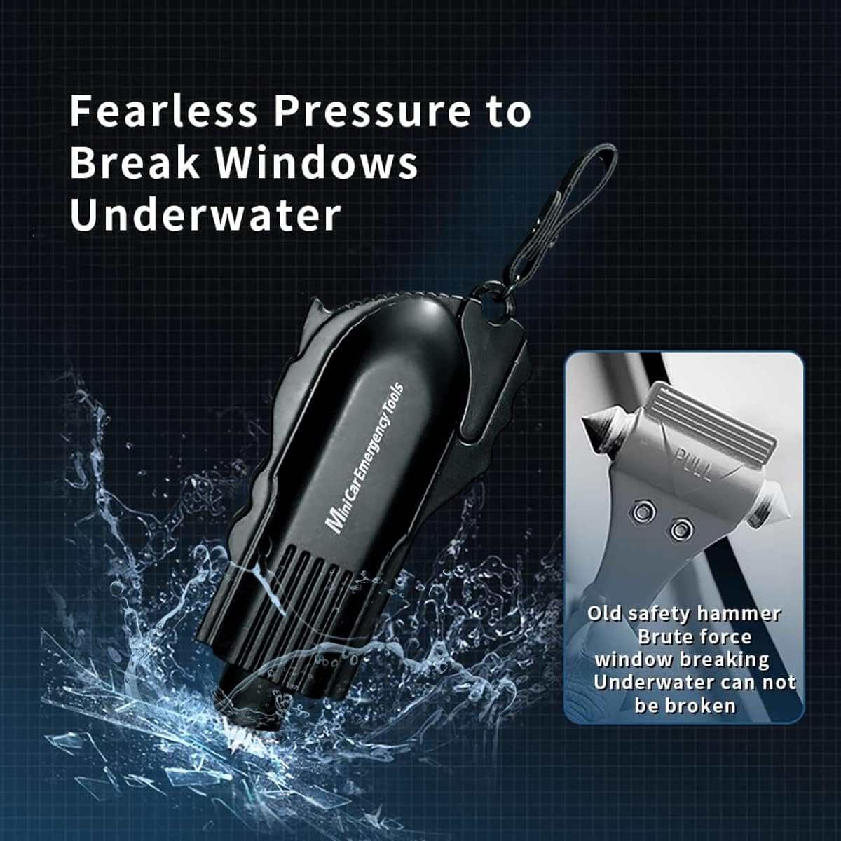 Car Safety Hammer Spring Loaded Window Breaker Glass Breaker and Seat Belt Cutter Emergency Escape Tool