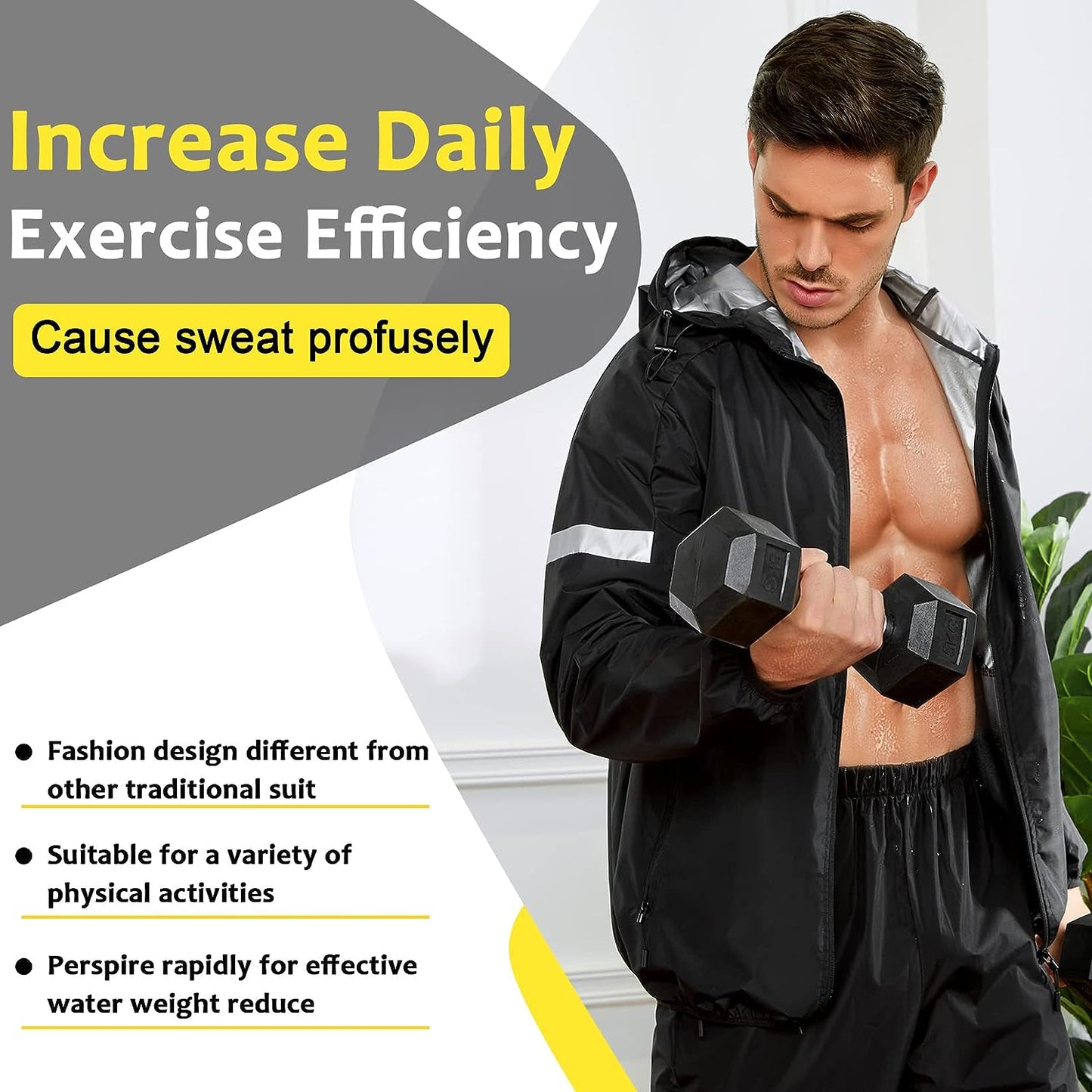 Sauna Suit for Men Sweat Jacket for Men Sweat Sauna Pants Gym Workout Sweat Suit