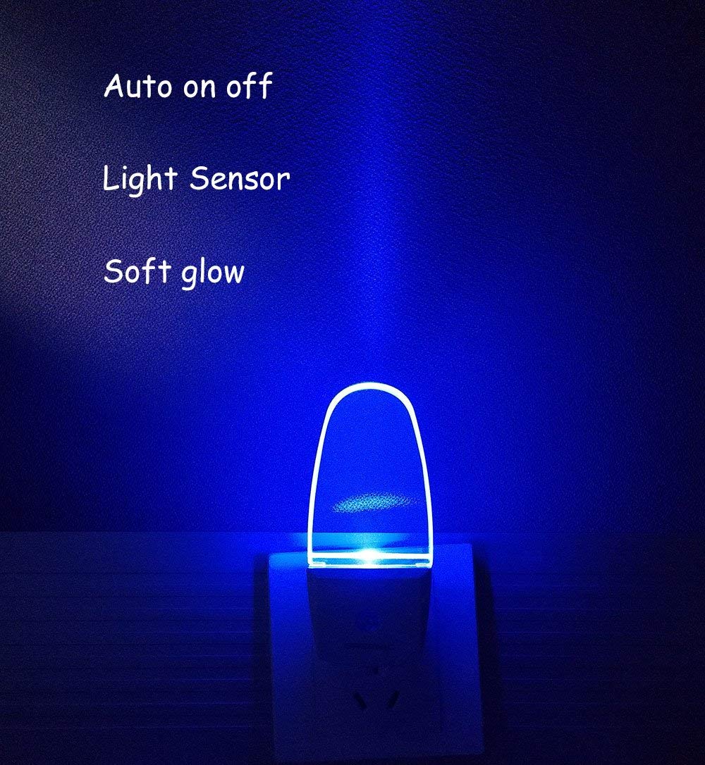 4 Pack Night Light Lamp with Dusk to Dawn Sensor, Plug in, Blue Led Night Light
