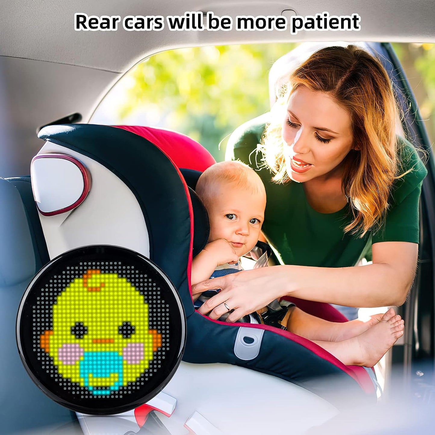 Funny Car Accessories - LED Safety Car Sign Light 2nd Generation, Custom Text Pattern Animation Scrolling Programmable LED Sign, Great Way to Communicate with Other Drivers