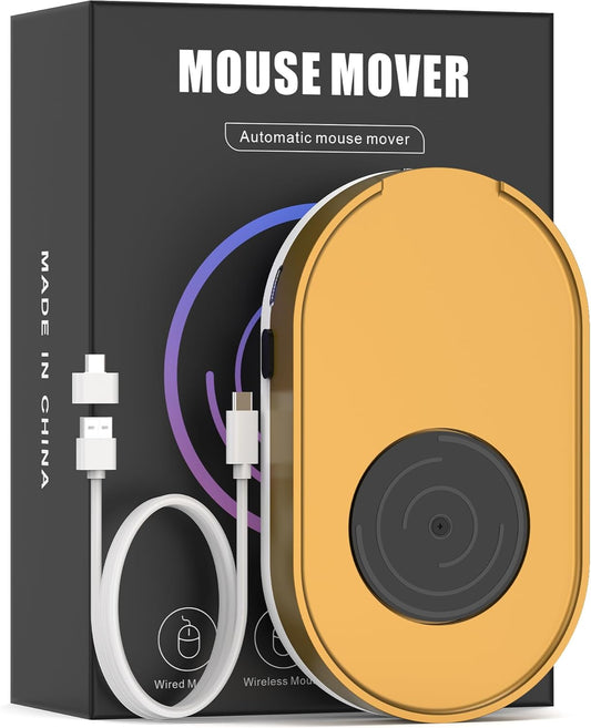 Undetectable Mouse Mover Device Wiggler Shaker with Drive Free USB Cable and USB C to USB Adapter, Physical Automatically Mouse Movement, Keep PC Screen Active, Silver