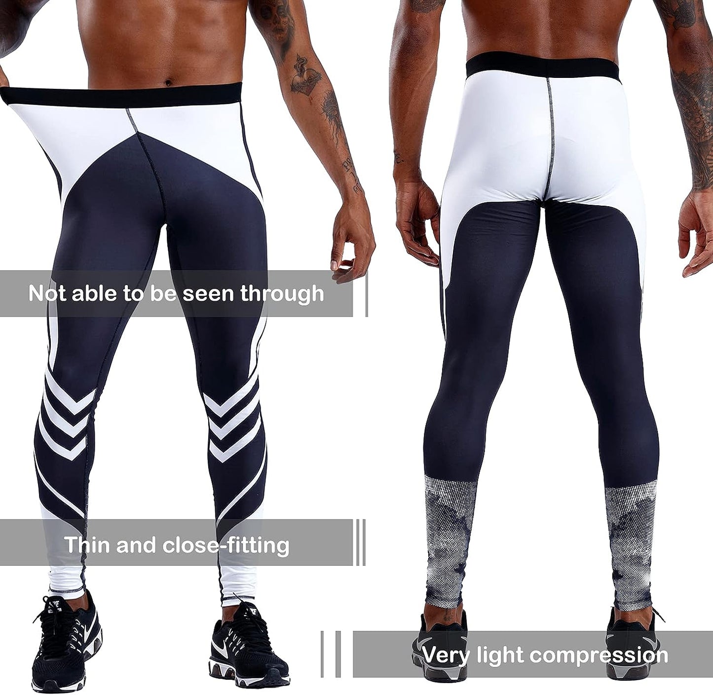 GREAT OEBLD Compression Pants Men UV Blocking Running Tights 1 or 2 Pack Gym Yoga Leggings for Athletic Workout