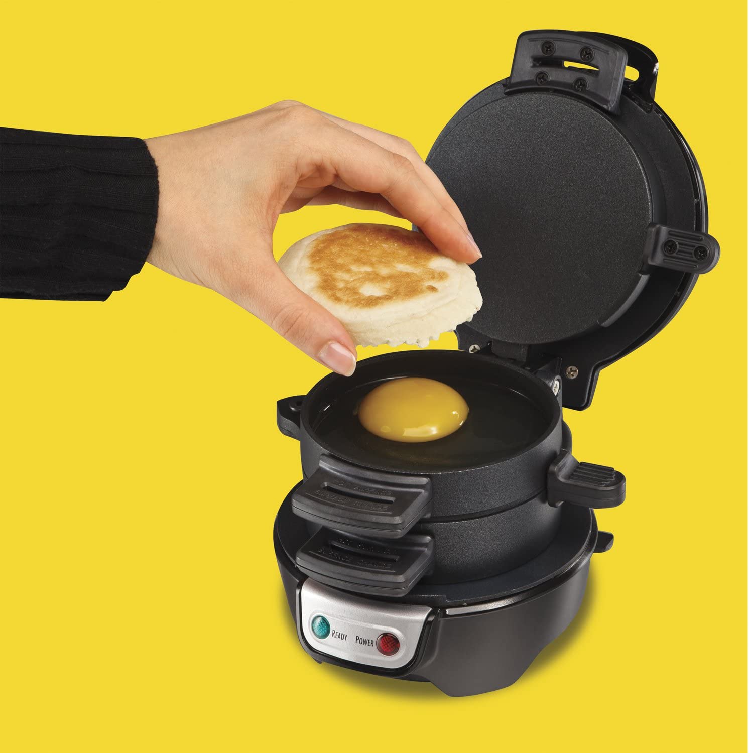 Hamilton Beach Electric Panini Press Grill, Medium & Breakfast Sandwich  Maker with Egg Cooker Ring, Customize Ingredients, Perfect for English