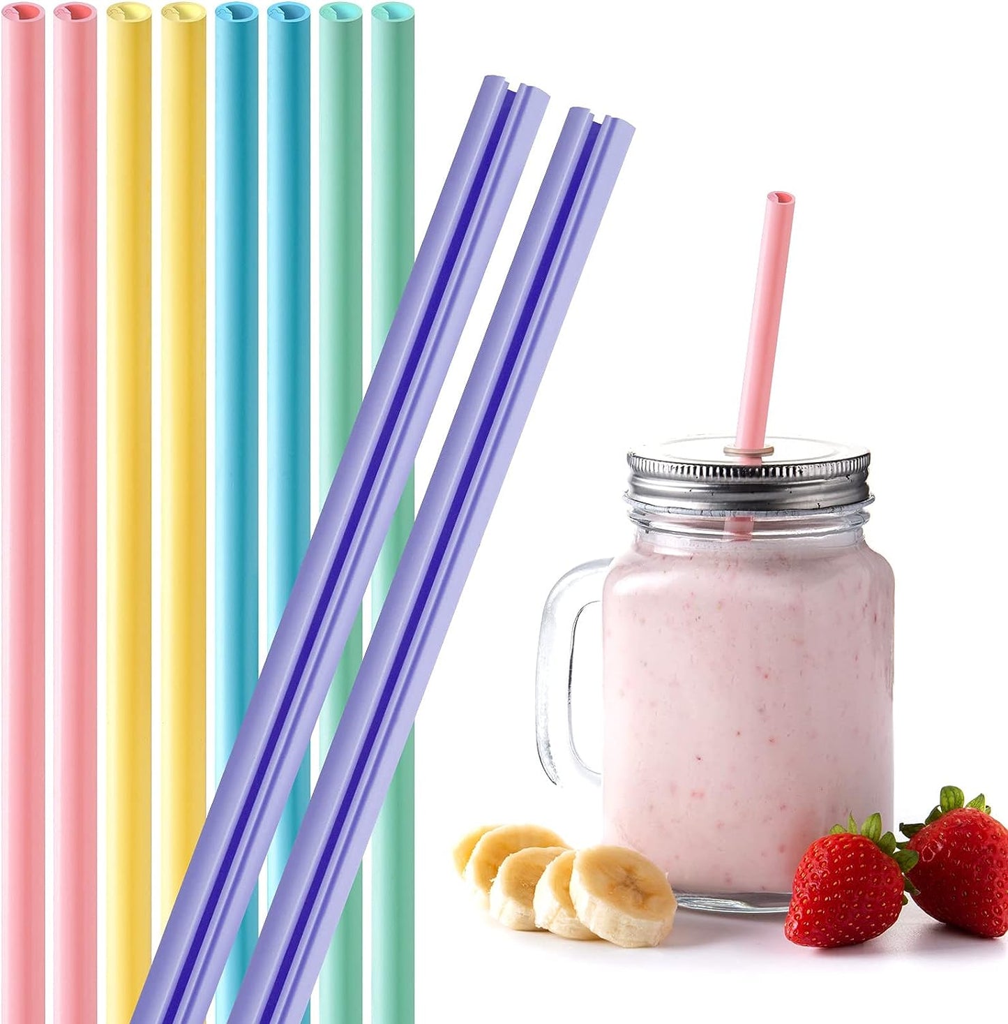 FIRST-RATE  10-Pack Reusable Silicone Straws Openable Design Easy to Clean, Premium Food Grade Snap Straws BPA-Free Hot & Cold Compatible Drinking Straws Flexible Portable No Brush Needed (5 Macron Colors)