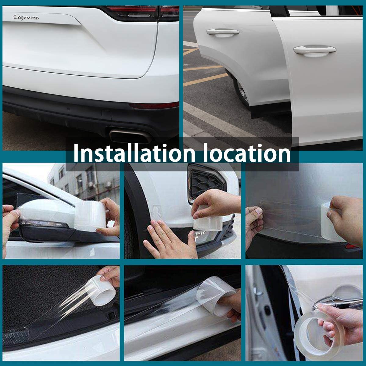 Universal Car Door Edge Guard Door Sill Protector, Automotive Anti-Collision Strip for Car Door Edge/Front and Rear Bumper/Door Sill Protector, Fits for Most Car, Black (2.7In x 33Ft)