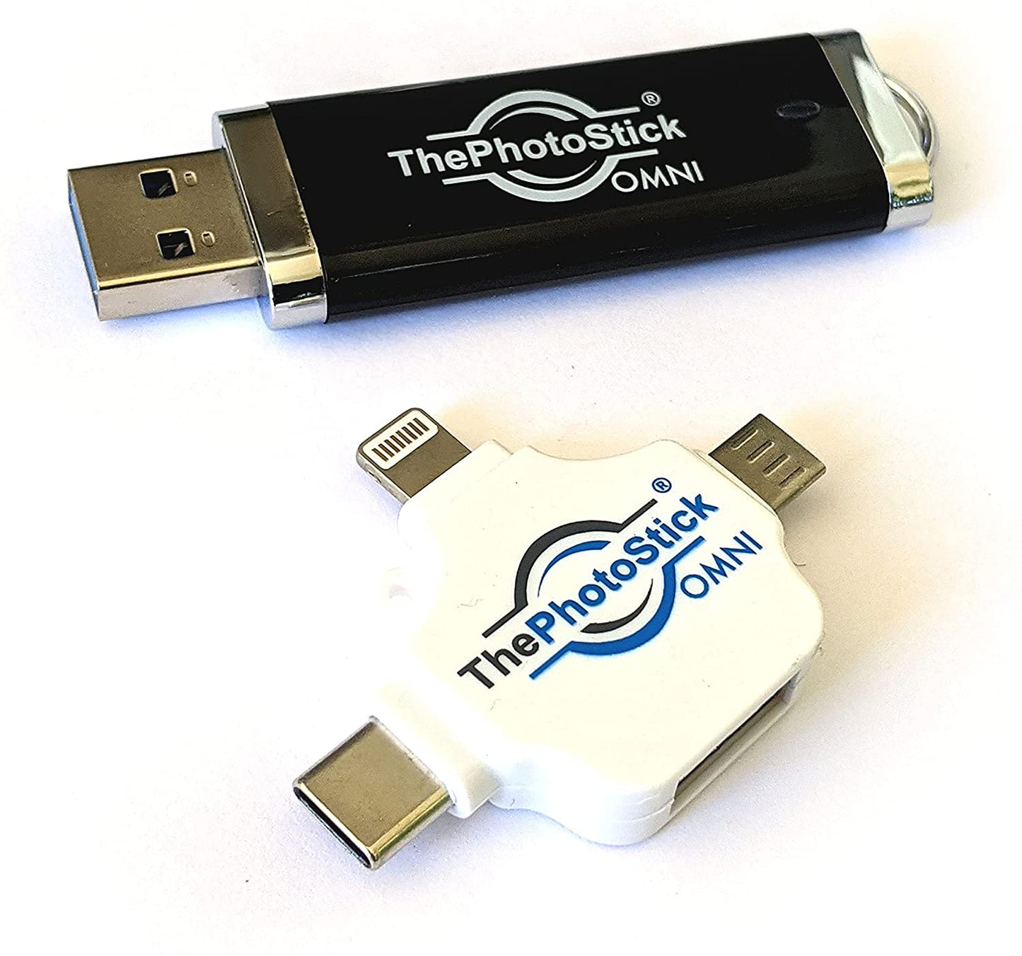 ThePhotoStick Omni 128GB - Easy, One Click Photo and Video Backup for All of Your Devices.