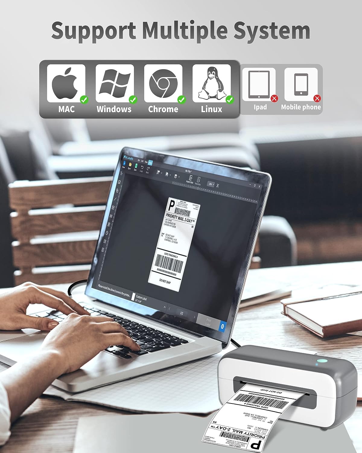 POWERFUL Thermal Label Printer, Shipping Label Printer, Desktop Label Printer for Mac Windows Chromebook, Thermal Printer Compatible with Amazon, Ebay, Shopify, Etsy, UPS, FedEx, DHL